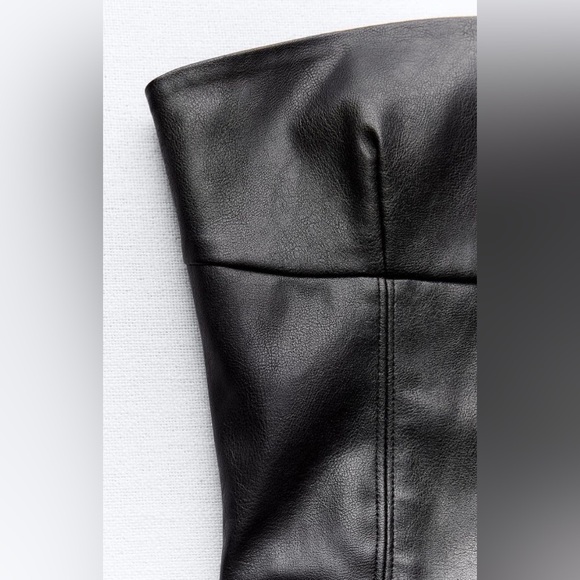 ZARA ~ Strapless Faux Leather Dress - Picture 9 of 12